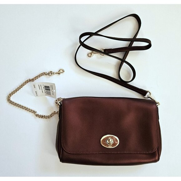 NEW Coach F34604 Crossgrain Mini Ruby Leather Crossbody Metallic Cherry - Picture 2 of 6